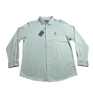 NWT Psycho Bunny Mens XXL Long Sleeve Button Down Shirt Sea Moss Green‎ Textured